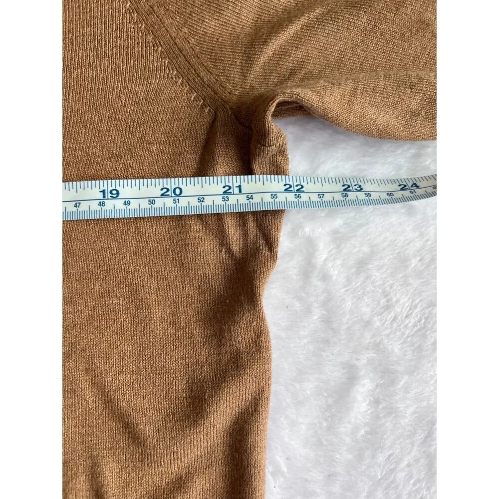 Banana Republic Luxury Blend V-Neck Sweater Men's M Camel Silk Cotton Cashmere